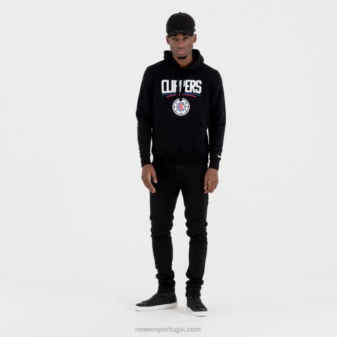 FFTN2727 New Era la clippers moletom preto com logo da equipe