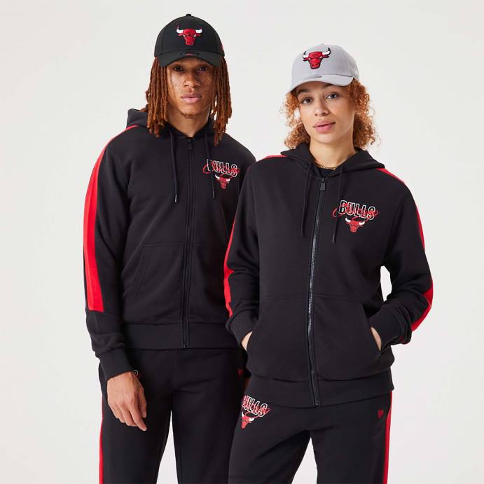 FFTN2728 New Era chicago bulls nba script preto moletom com zíper completo