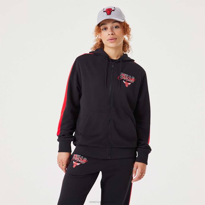 FFTN2728 New Era chicago bulls nba script preto moletom com zíper completo