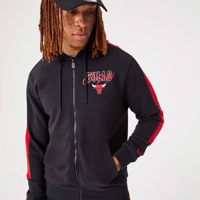 FFTN2728 New Era chicago bulls nba script preto moletom com zíper completo