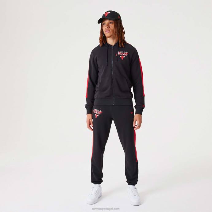 FFTN2728 New Era chicago bulls nba script preto moletom com zíper completo