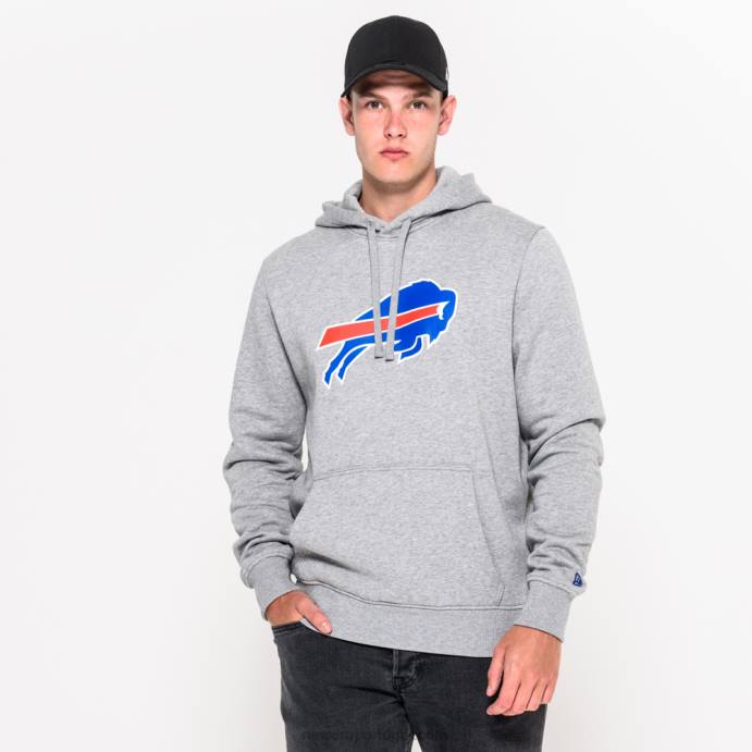 FFTN2732 New Era buffalo bills pulôver logotipo da equipe cinza com capuz