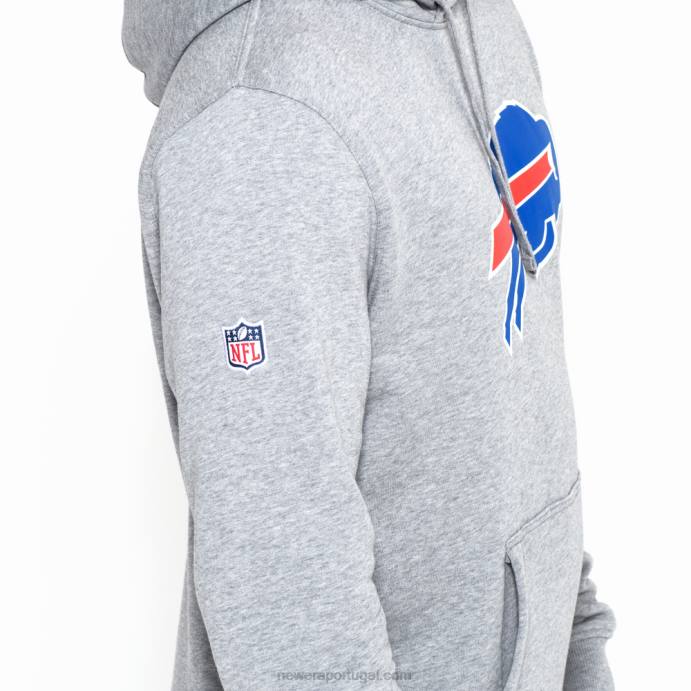 FFTN2732 New Era buffalo bills pulôver logotipo da equipe cinza com capuz