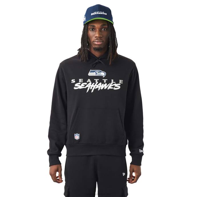 FFTN2739 New Era moletom com capuz preto seattle seahawks nfl script