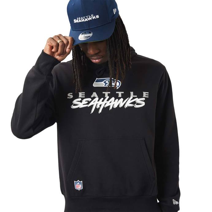 FFTN2739 New Era moletom com capuz preto seattle seahawks nfl script