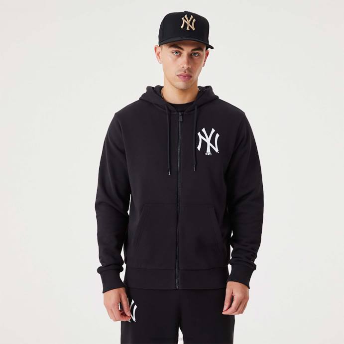 FFTN2744 New Era New York Yankees MLB League Essential Moletom com zíper preto completo