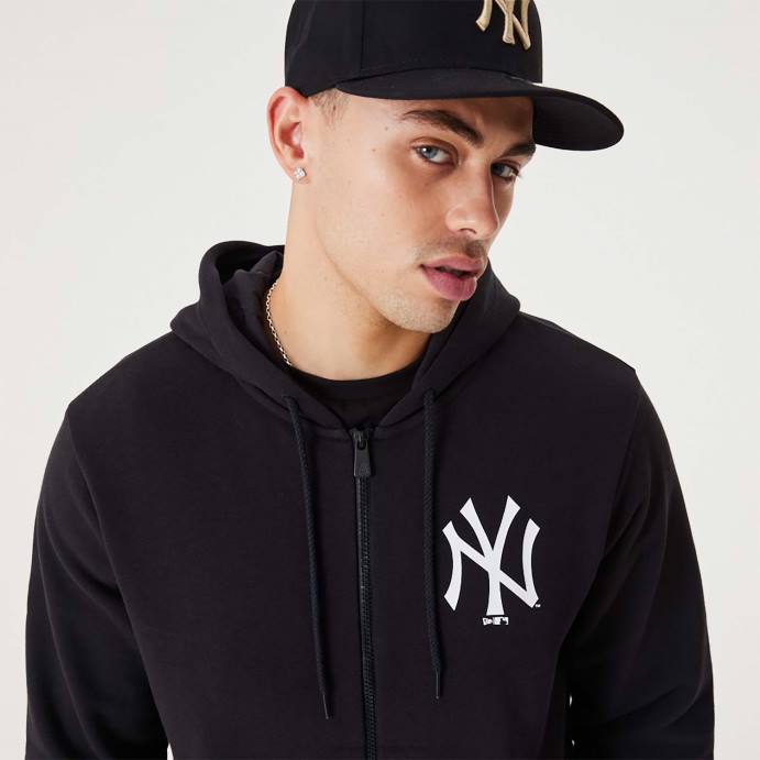 FFTN2744 New Era New York Yankees MLB League Essential Moletom com zíper preto completo