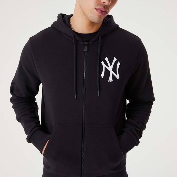 FFTN2744 New Era New York Yankees MLB League Essential Moletom com zíper preto completo