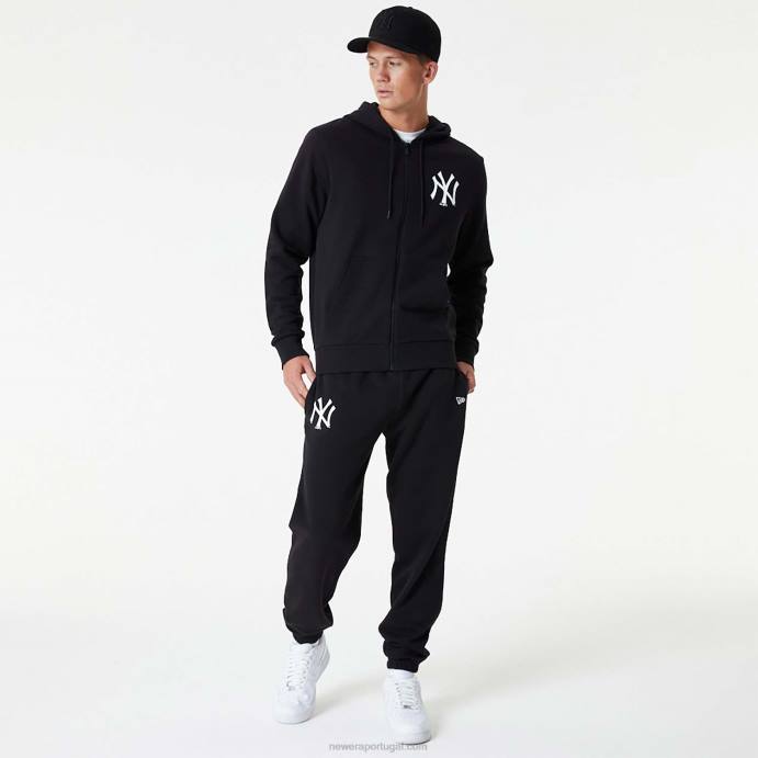 FFTN2744 New Era New York Yankees MLB League Essential Moletom com zíper preto completo