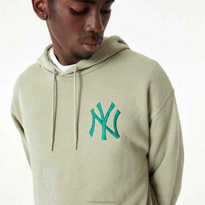 FFTN2745 New Era moletom caqui lavado com logo bordado new york yankees mlb