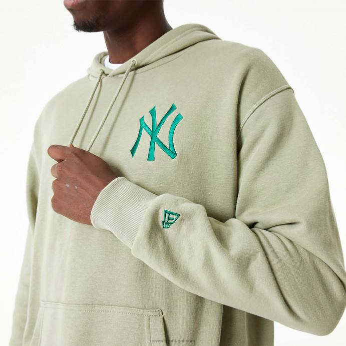 FFTN2745 New Era moletom caqui lavado com logo bordado new york yankees mlb