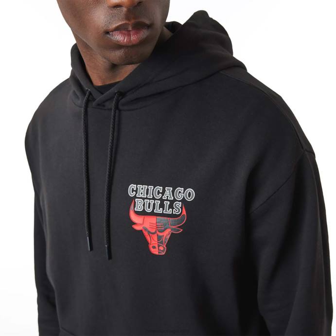 FFTN2747 New Era chicago bulls moletom preto com logo do time da nba