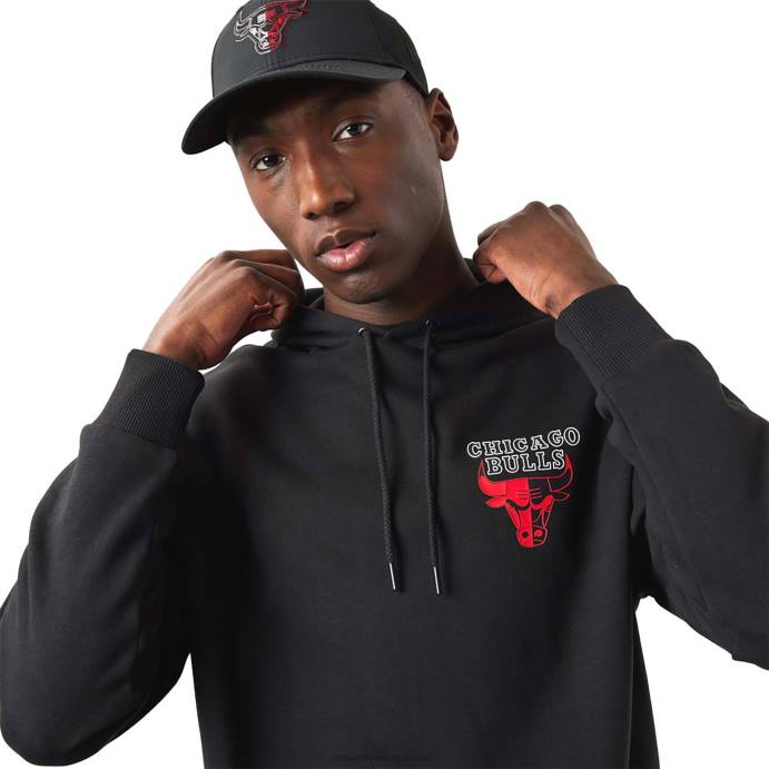 FFTN2747 New Era chicago bulls moletom preto com logo do time da nba