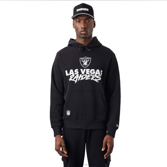 FFTN2755 New Era las vegas raiders nfl script moletom com capuz preto