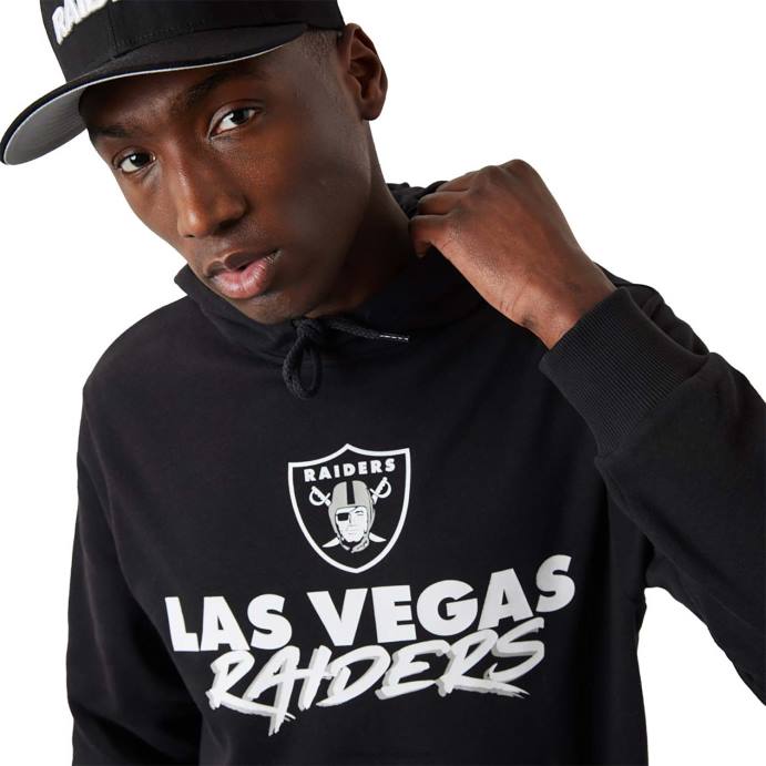 FFTN2755 New Era las vegas raiders nfl script moletom com capuz preto
