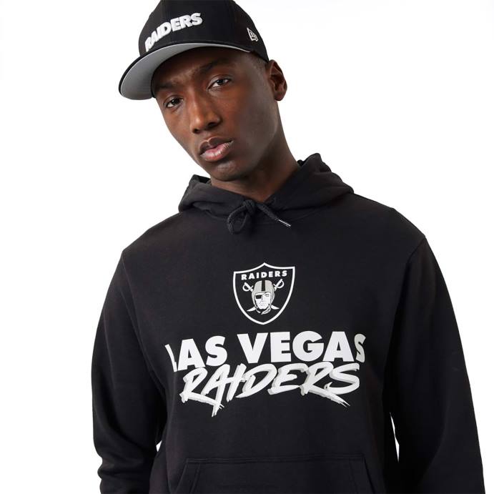 FFTN2755 New Era las vegas raiders nfl script moletom com capuz preto