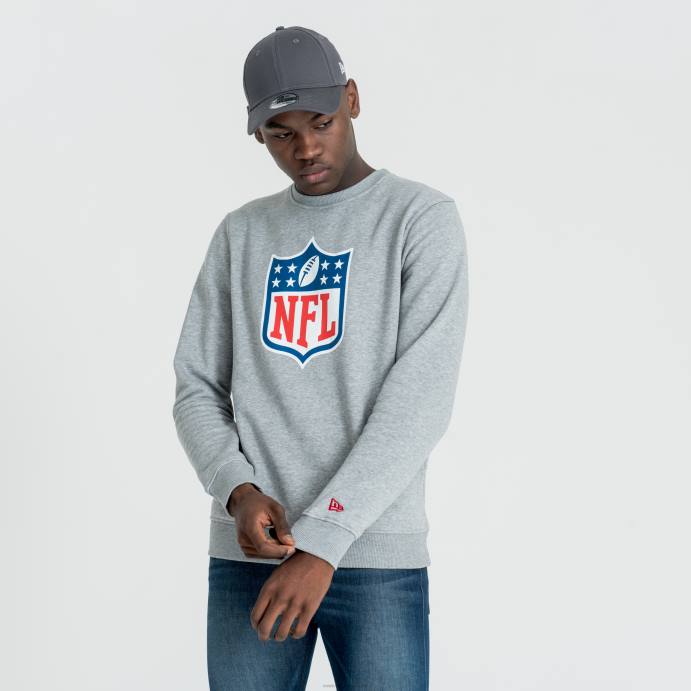 FFTN2756 New Era moletom gola redonda cinza urze com logo nfl