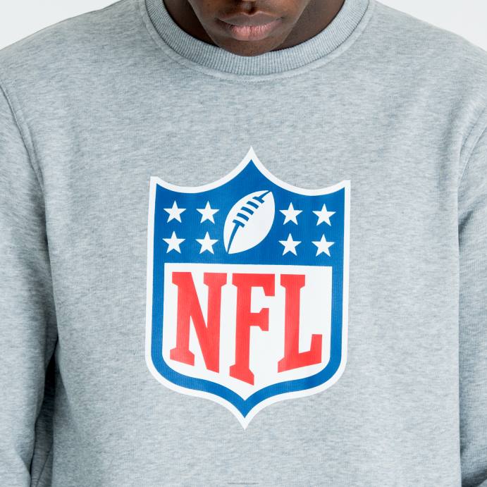 FFTN2756 New Era moletom gola redonda cinza urze com logo nfl
