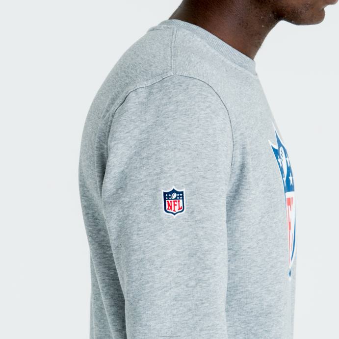 FFTN2756 New Era moletom gola redonda cinza urze com logo nfl