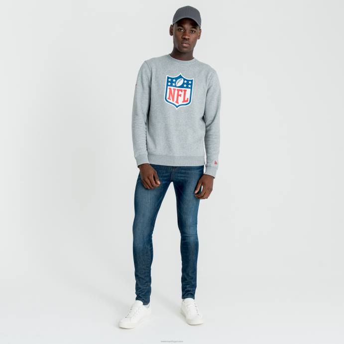 FFTN2756 New Era moletom gola redonda cinza urze com logo nfl