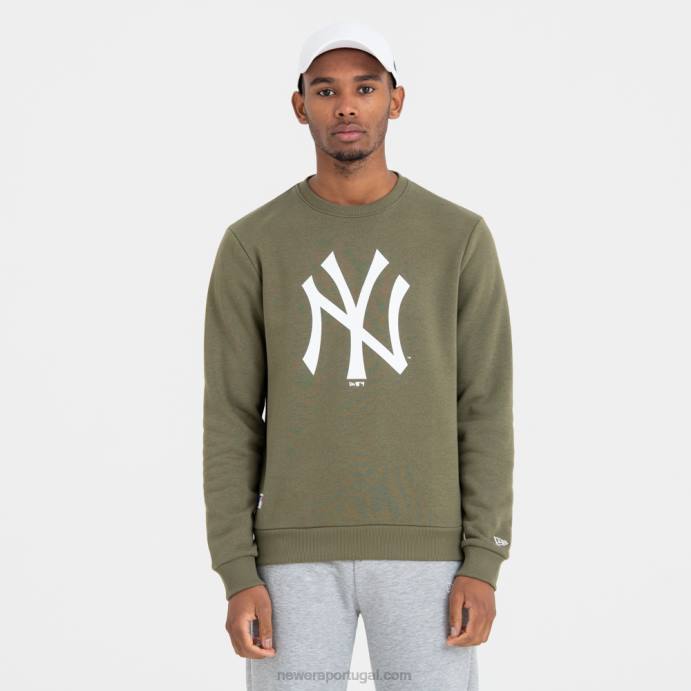FFTN2758 New Era moletom gola redonda verde com logo do time New York Yankees