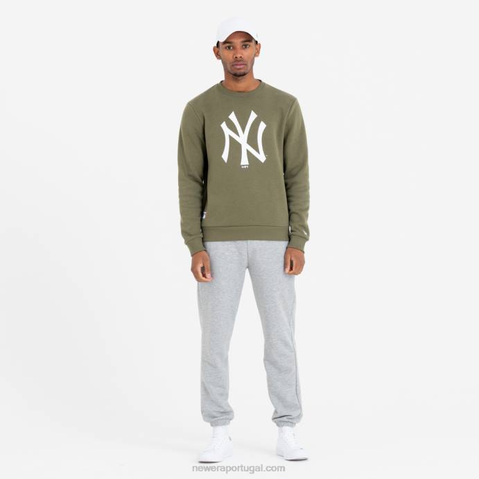 FFTN2758 New Era moletom gola redonda verde com logo do time New York Yankees
