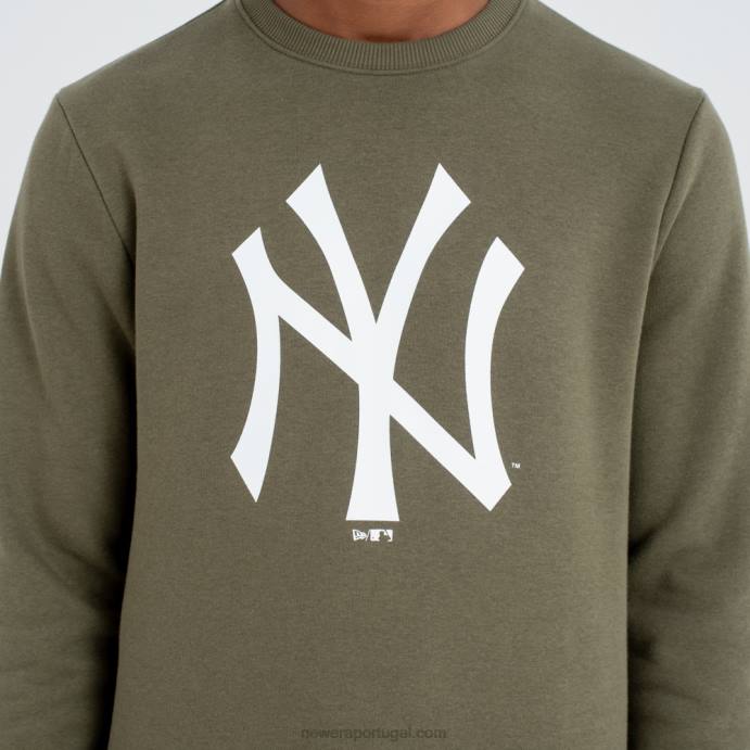 FFTN2758 New Era moletom gola redonda verde com logo do time New York Yankees