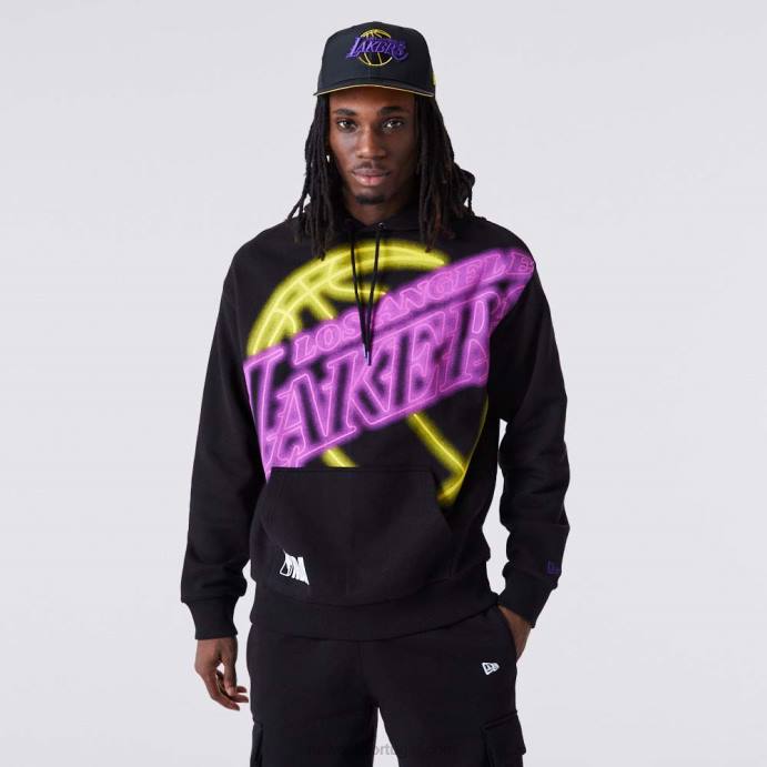 FFTN2761 New Era la lakers moletom com capuz oversized preto