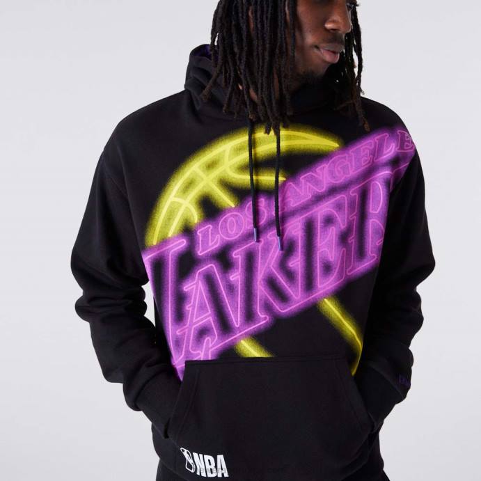 FFTN2761 New Era la lakers moletom com capuz oversized preto