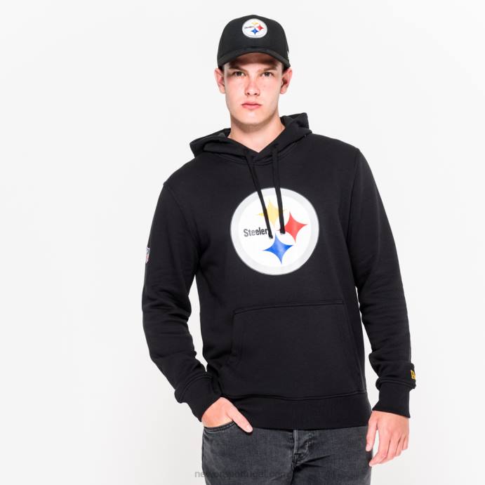 FFTN2764 New Era pittsburgh steelers moletom preto com logo da equipe