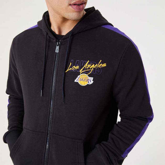 FFTN2768 New Era la lakers nba script moletom preto com zíper completo