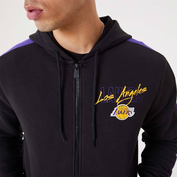 FFTN2768 New Era la lakers nba script moletom preto com zíper completo