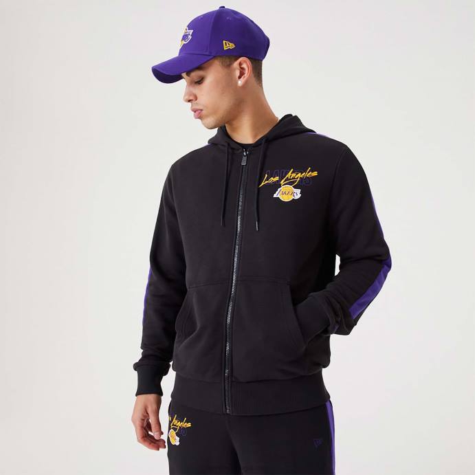 FFTN2768 New Era la lakers nba script moletom preto com zíper completo