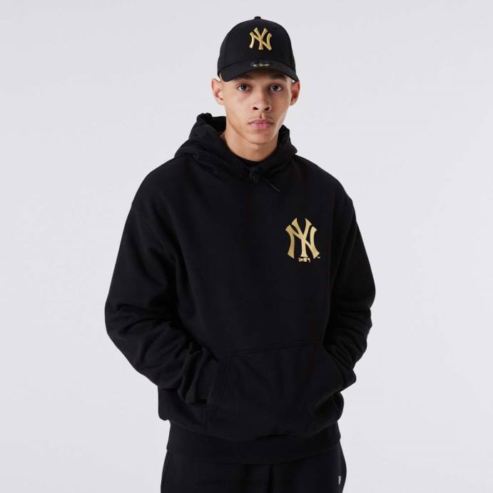 FFTN2770 New Era moletom preto metalizado new york yankees mlb