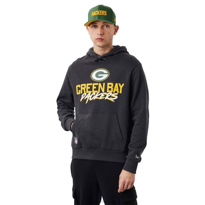 FFTN2771 New Era green bay packers nfl script moletom cinza escuro