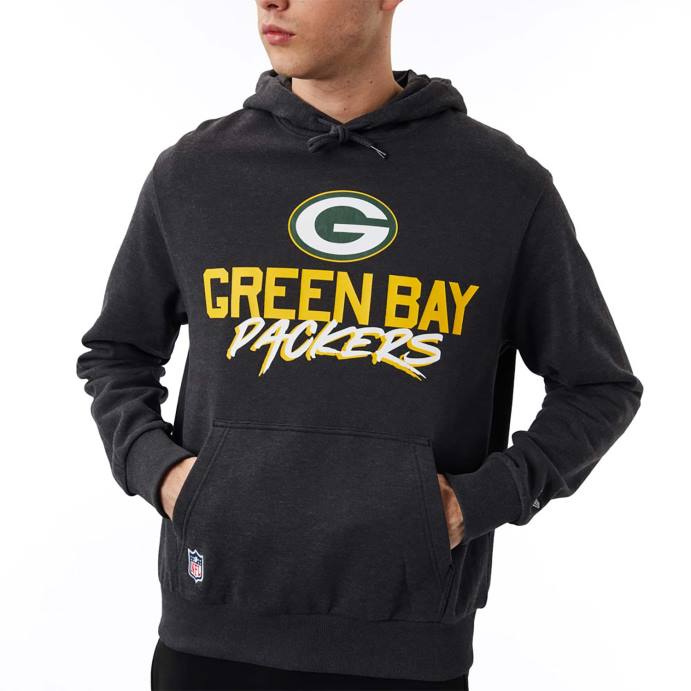 FFTN2771 New Era green bay packers nfl script moletom cinza escuro