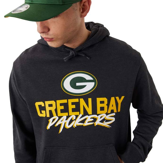 FFTN2771 New Era green bay packers nfl script moletom cinza escuro