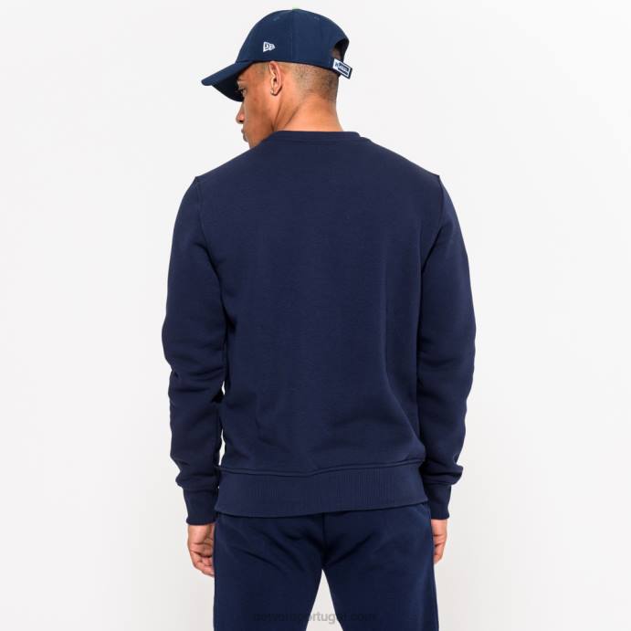FFTN2772 New Era moletom gola redonda azul com logo da equipe seattle seahawks