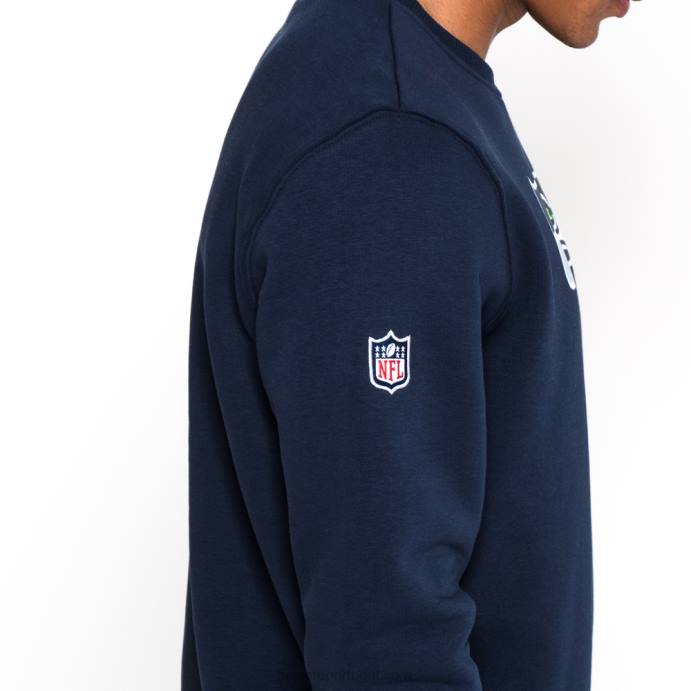 FFTN2772 New Era moletom gola redonda azul com logo da equipe seattle seahawks