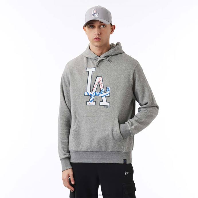 FFTN2779 New Era la dodgers moletom cinza com logo duplo