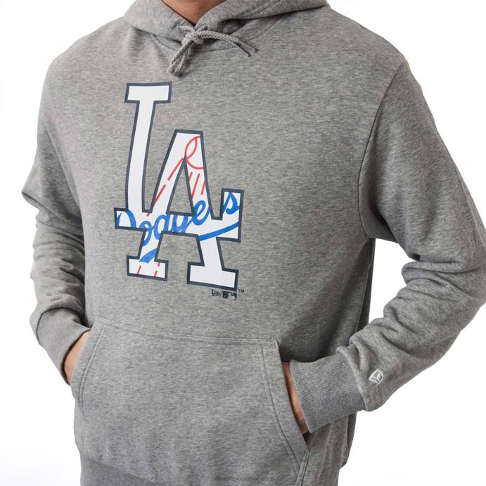 FFTN2779 New Era la dodgers moletom cinza com logo duplo