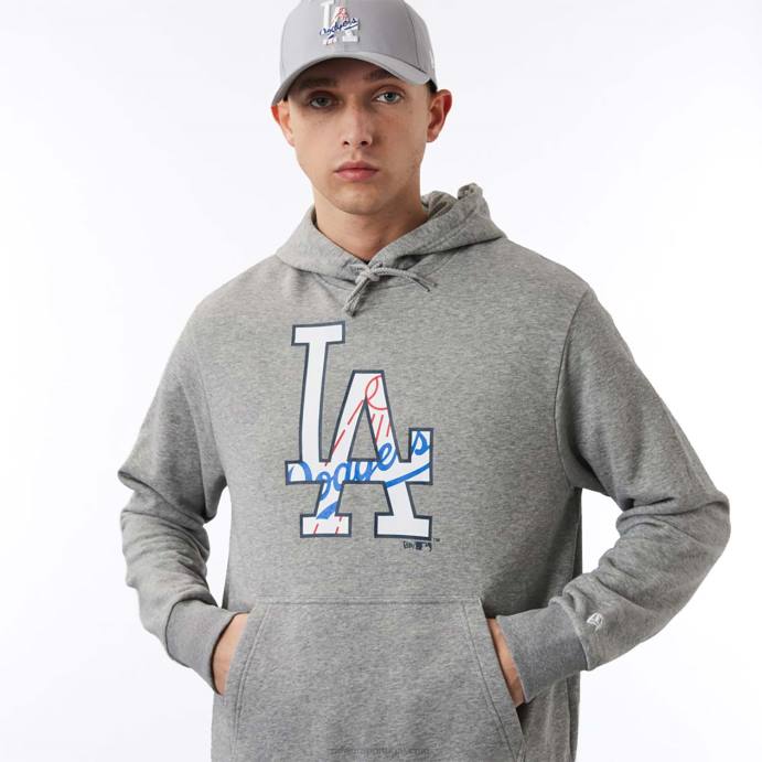 FFTN2779 New Era la dodgers moletom cinza com logo duplo