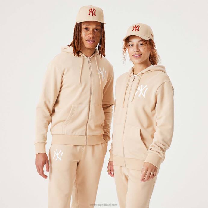 FFTN2784 New Era new york yankees mlb league essencial bege claro moletom com zíper completo
