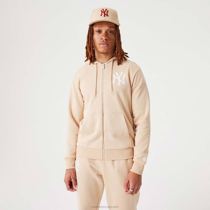 FFTN2784 New Era new york yankees mlb league essencial bege claro moletom com zíper completo