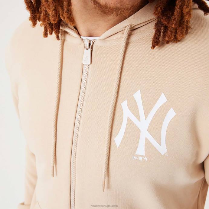 FFTN2784 New Era new york yankees mlb league essencial bege claro moletom com zíper completo