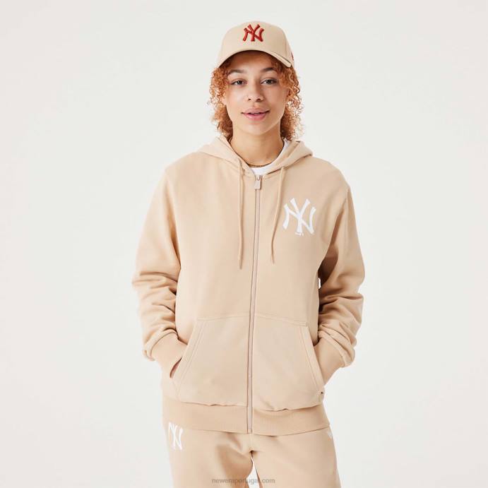 FFTN2784 New Era new york yankees mlb league essencial bege claro moletom com zíper completo