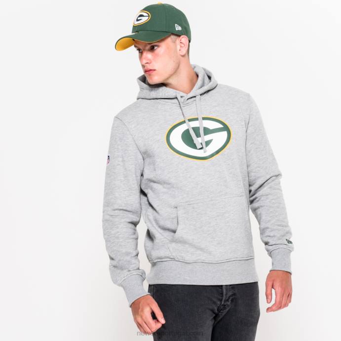 FFTN2789 New Era Green Bay Packers Moletom cinza com logo da equipe