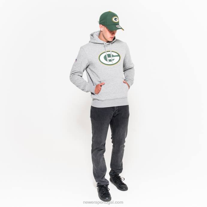 FFTN2789 New Era Green Bay Packers Moletom cinza com logo da equipe