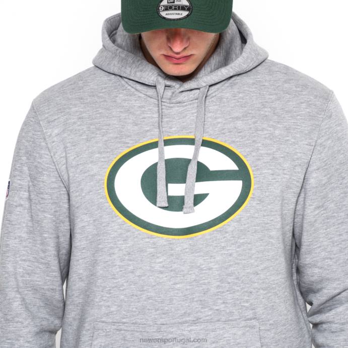 FFTN2789 New Era Green Bay Packers Moletom cinza com logo da equipe