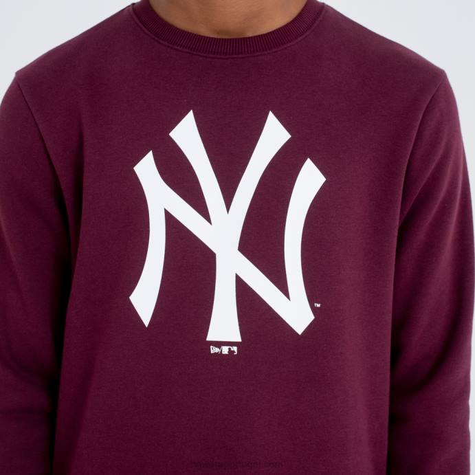 FFTN2790 New Era moletom gola redonda marrom com logo da equipe new york yankees mlb